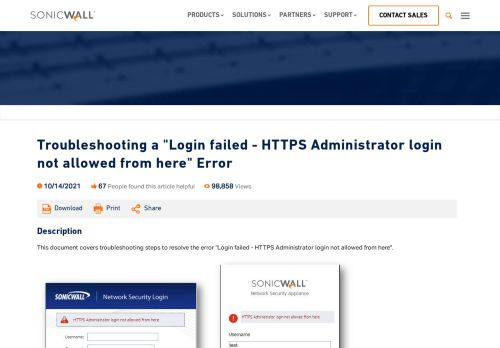 Sonicwall User Login Not Allowed From Here