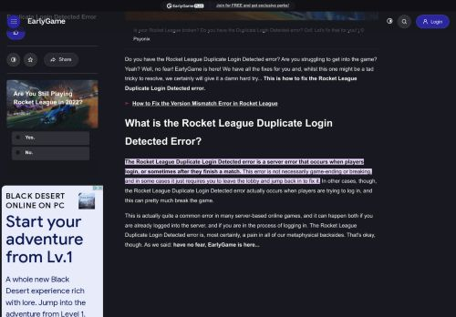 Rocket League Duplicate Login Detected