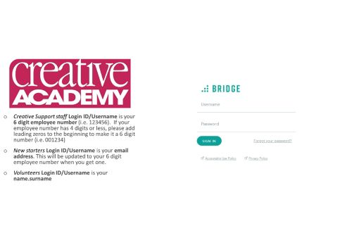 Bridge E Learning Login Creative Support