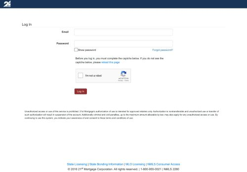 21st Mortgage Portal Login