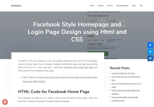 Facebook Style login page and Registration page using HTML and CSS Script -  Coderglass