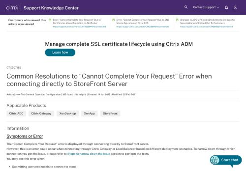 Citrix Cannot Complete Your Request After Login