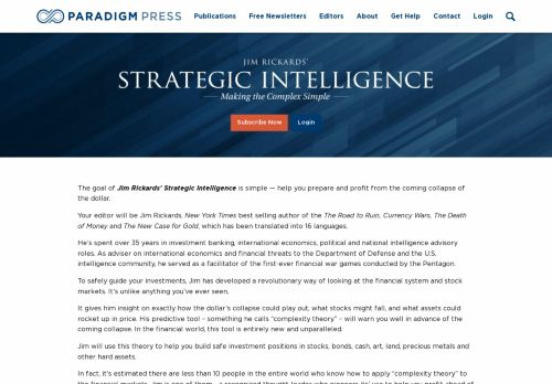 Jim Rickards Strategic Intelligence Login