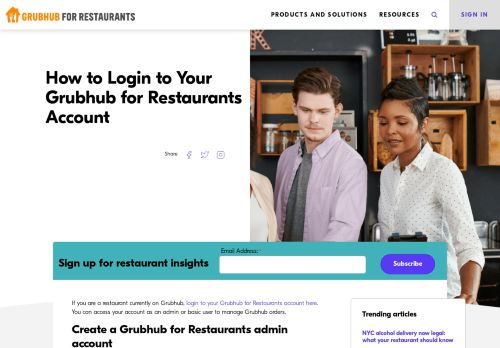 Grubhub Restaurant Merchant Login