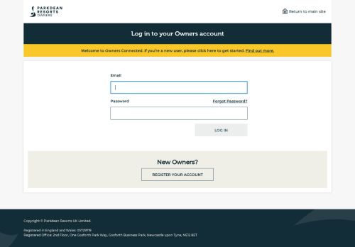 Parkdean Owners Login